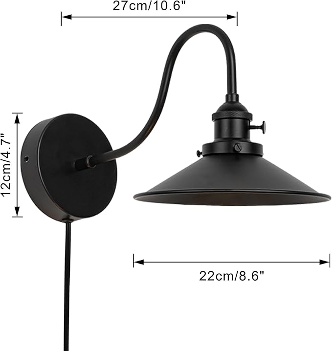 Hook Mounted Plant Light Full Spectrum 6000K 25W White Light Timing Plug in Cord Industrial Style Goose Neck Wall Lamp for Flowers Growing Indoor Plants (DZ22x6)