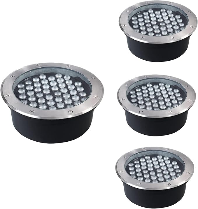 4Pcs Recessed Underground Light - Outdoor Led Spotlight Round Landscape Lamp Ip65 Waterproof Recessed Led Lawn Light Outdoor Led Spotlight for Home Driveway Stair St-Yellow-50W