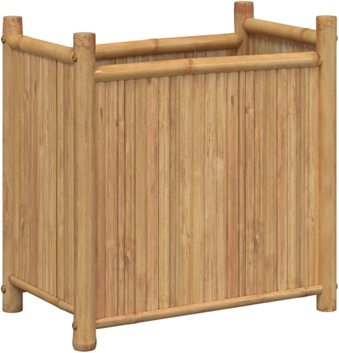 Bamboo Planter for Outdoor Gardening - Large Plant Box Flower Herb &amp Vegetable Growing in Tall Raised Beds 19.7x11.8x19.7