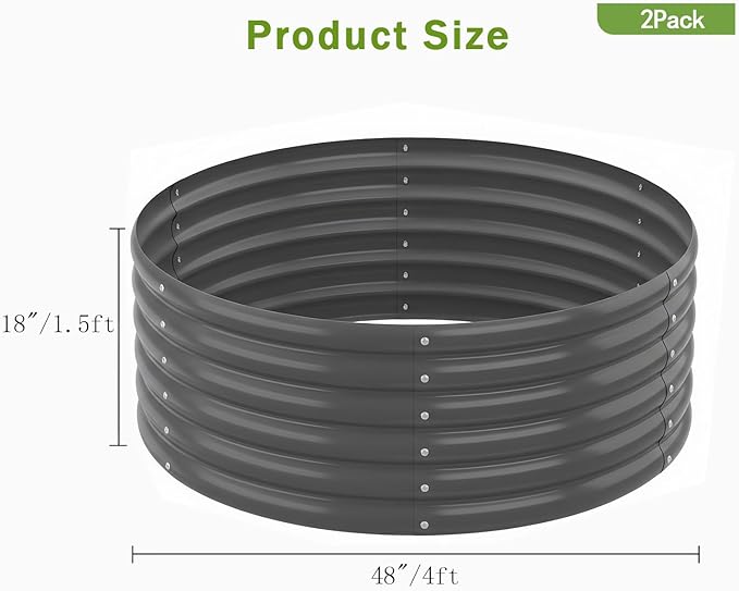2-Pack 4x1.5ft Galvanized Raised Garden Bed Outdoor Planter Bed Metal Planter Box for Gardening and PlantingDark Grey