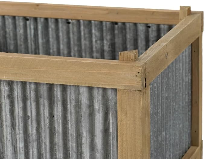 Set of 2 Rectangular Rustic Planter L:20x14x11.5 S:17x12x10