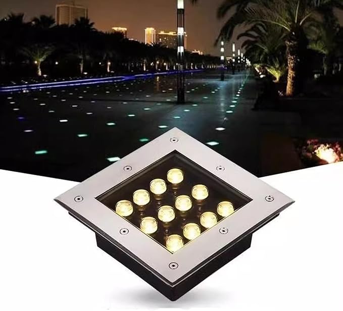Outdoor Landscape Spotlights Underground Garden Light - LED Outdoor Recessed Square Spotlights Waterproof IP66 AC85-265V Recessed In-Ground Lamp for Garden Deck Lawn Te