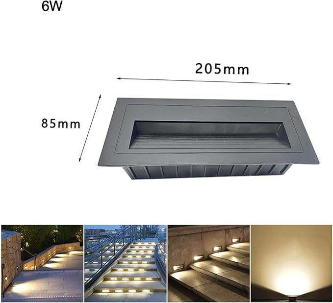 Landscape Lamp - IP65 Waterproof LED Outdoor Corner Lights Side Wall Spotlight AC85-265V Recessed Staircase Step Footer Light for Corridor Wall Lighting Projects(Yellow6W(205 * 85mm))