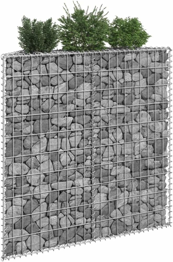 Trapezium Gabion Raised Bed Galvanized Steel 39.4x7.9x39.4 hWeight-19 lbs
