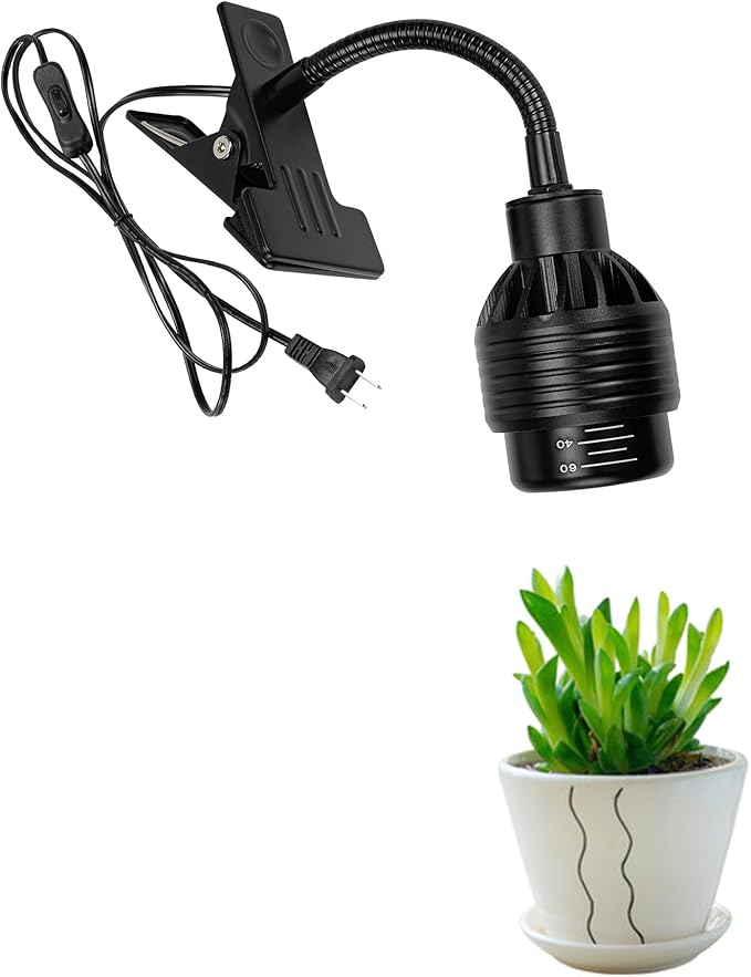 Clip Mount Flexible Angle Adjustment Full Spectrum Spotlight 7W 4500K 15 Feet Plug Outlet Timer Cable Black Vintage Design for Plants Shelf Background Rental House