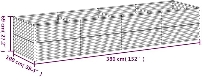 152x39.4x27.2 Corten Steel Garden Raised Bed Indoor Outdoor Flower Pot Planter Box Durable Weathering Steel for Large Plants on Patio Balcony DIY Landscaping