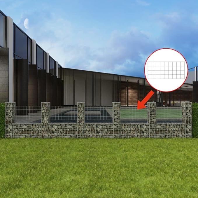 Gabion Basket U-Shape Galvanized Steel 224.4x7.9x39.4 Gabion Raised Bed Gabion Cages Basket Steel Woven Gabion Net for Backyard Garden -AA