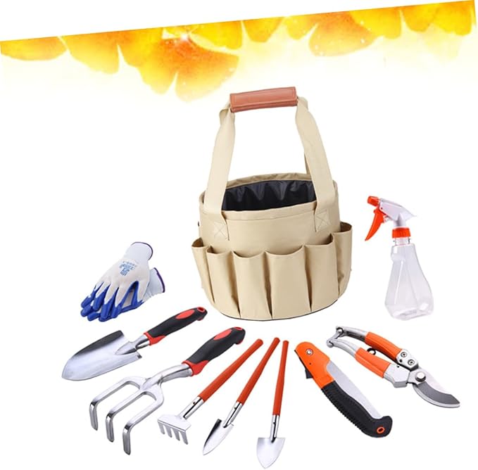10pcs Aluminium Alloy Garden Tool Set Multi-Purpose Gardening Supplies Shovel Rake Gloves More for Planting and Weeding Tasks