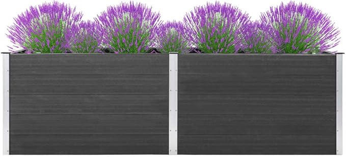 Garden Raised PlanterGarden BedGalvanized Raised Garden BedPlanter Raised bedsGalvanized PlanterBed 78.7x19.7x35.8 WPC Gray