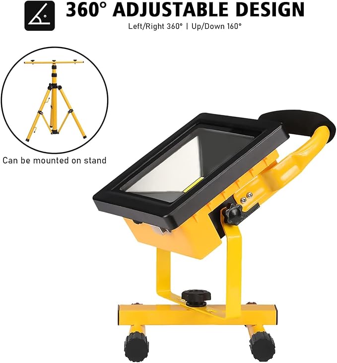 LED Rechargeable Work Floodlight10W /20W USB Battery Light Super Bright 2000LM Waterproof Outdoor Stand Lamp for Car Garage Camping(10W)