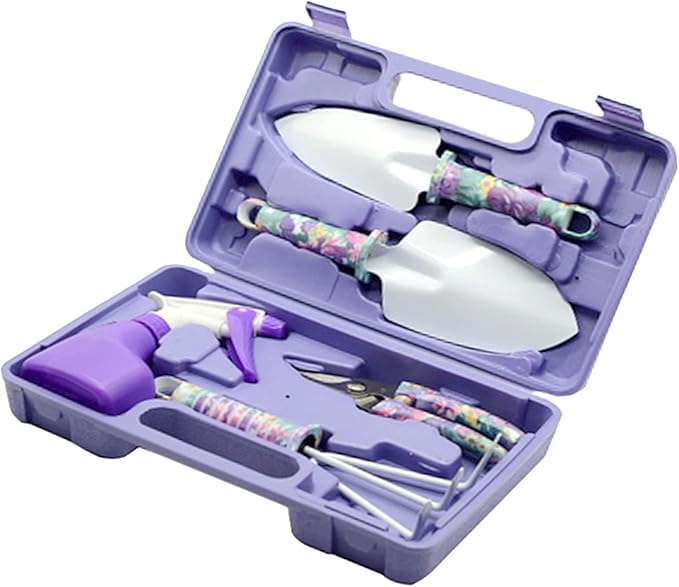 Garden Tools Kit Metal Plastic Multifunctional Complete Kit Gardening Tool Set Comfortable Hand Feel Gardening Tools for Planting Pruning Flowers[Violet]
