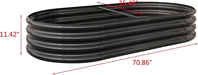 4×2×1ft Metal Raised Garden Beds Outdoor Bottomless Above Ground Raised Garden Beds Galvanized Gardening Bed for Vegetables Flower Herbs (Black 6x3x1ft Oval)