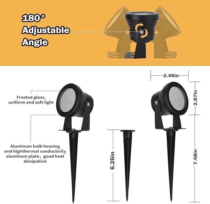 Smart Outdoor Lights 15W Halloween Spotlights with US Plug 12V APP Control Waterproof Dimmable with Timer