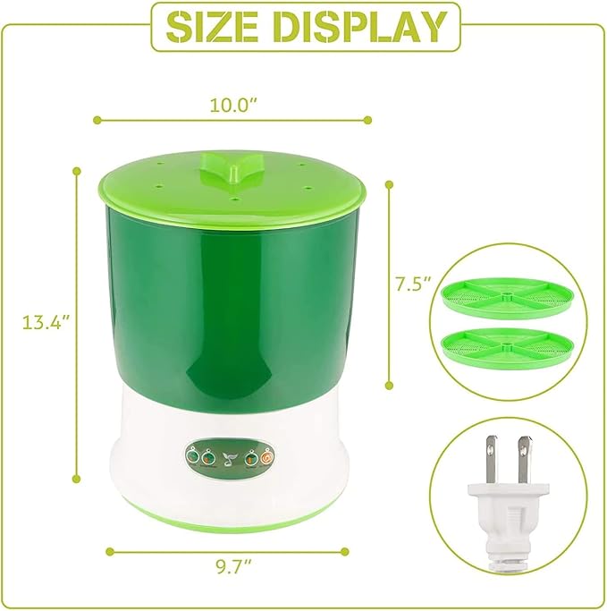 Home Smart Bean Sprout Machine Fully Automatic Seed Sprouting Kit Automatic Soaking Beans and 360° Rotating Spraying Design Large-Capacity Sprouting Seedling Machines for Homemade Bean Sprouts