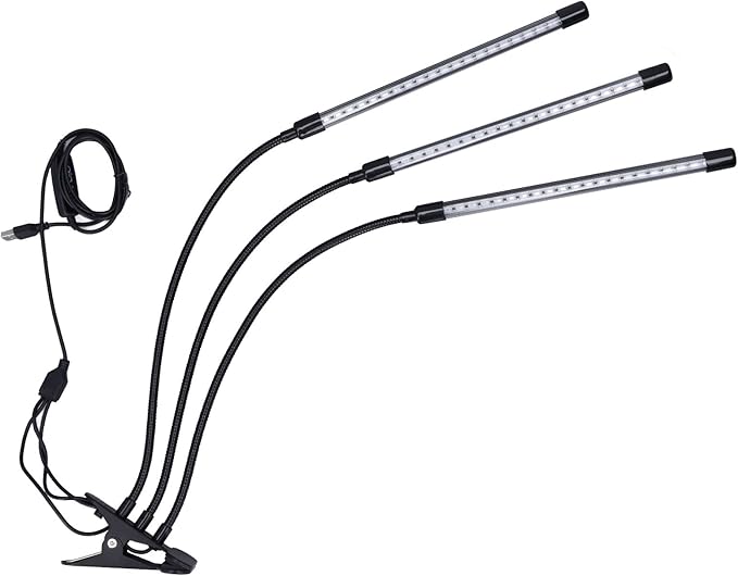 Grow Light 3 Head LED Red Blue 18W USB Powered Adjustable Angle and Timing for Indoor Growing Light - Energy Saving Flexible Gooseneck Ideal for Grow Plants and Gardening