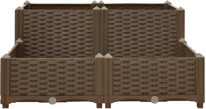 Raised Bed Garden Planter Outdoor Planter Box Natural Plant Pot Suitable for Vegetable Grass Lawn Yard 31.5x31.5x15 Polypropylene