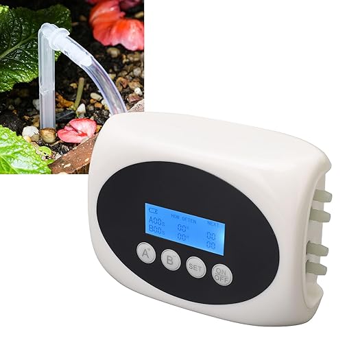 Solar Watering System Automatic Drip Irrigation Kit with Dual Pump LCD USB Battery Powered for 15 Potted Plants Indoor Outdoor Use