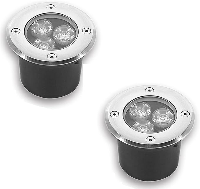 2Pcs Outdoor Buried Lights - Ground Led Landscape Lamp Ip66 Waterproof Led Spotlights Garden Buried Lights Outdoor Round Recessed Ground Spotlight for Patio Walkway -Yellow-3W