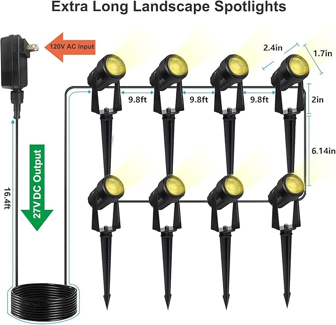 SUNTHIN Outdoor Landscape Lighting 8 Pack with Dusk to Dawn Sensor for Timer and Dimming