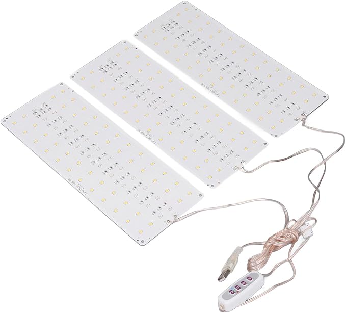 Under Cabinet Plant Grow Light Full Dimmable 10 Levels USB 5V 3 Head - Wide Coverage Memory Timing Ideal for Indoor and Succulent Growth (3 Head)