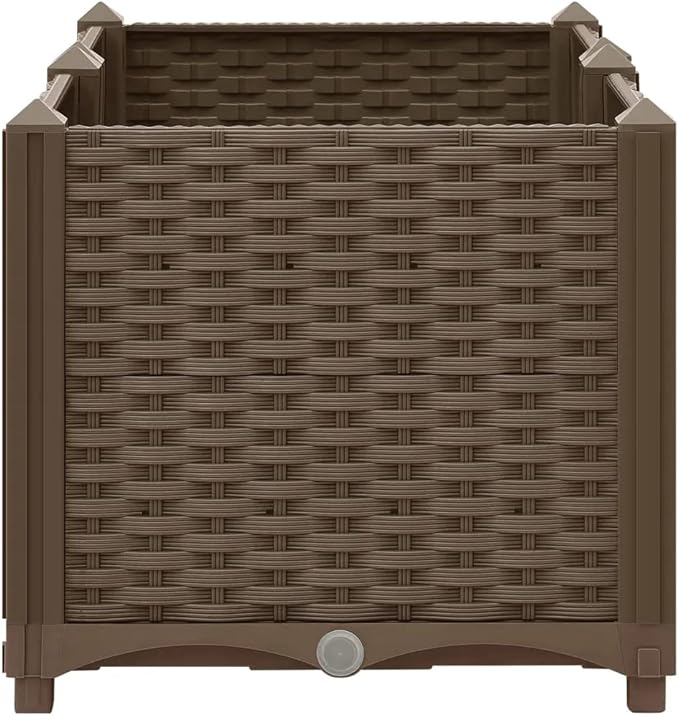 vidaXL Rectangular Raised Bed in Durable Brown Polypropylene - Ideal for Growing Vegetables Herbs Flowers - Suitable for Garden Patio Balcony
