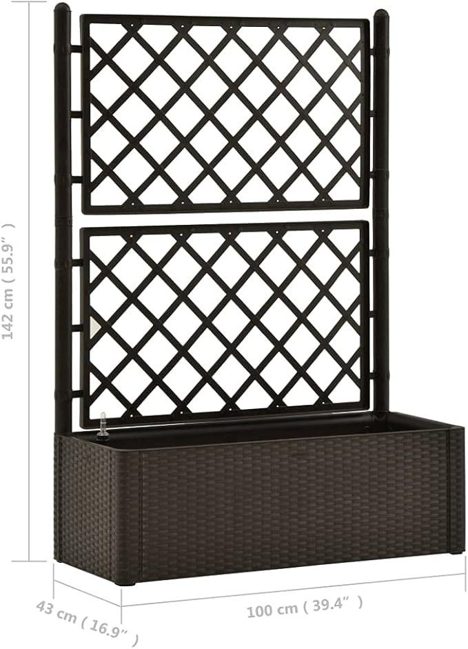 Raised Garden BedGarden Boxfor Vine Climbing Plants Vegetable Flower Free-Standing Raised PlanterGarden Raised Bed with Trellis and Self Watering Systemfor Yard Garden Indoor OutdoorMocha