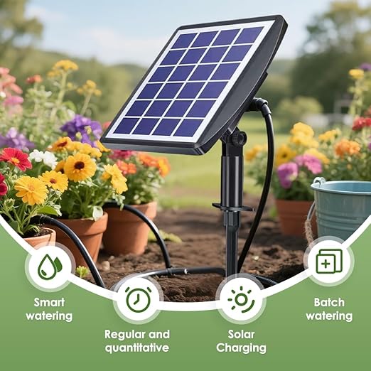 Solar Automatic Drip Irrigation Kit System 2025 Upgrade Auto Watering System Devices for Garden with Timer Plant Waterer Outdoor for Raised Bed Potted Plants Greenhouse (49FT-10 Pots)