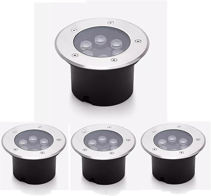 4 Pack LED Buried Light Recessed Underground Light IP66 Waterproof AC85-265V Spotlight for Outdoor Sidewalk Garden Pathway Bridge Decorative Landscape Lights