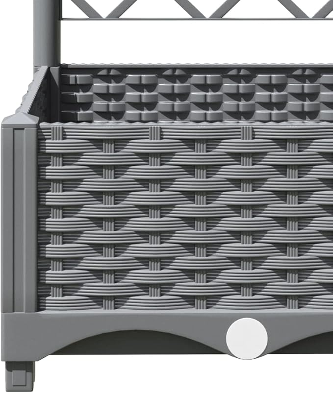 Light Grey Polypropylene Garden Planter with Trellis Large Rectangular Outdoor Raised Bed for Climbing Plants 47.2 x 15.7 x 47.8 in Patio Deck Balcony