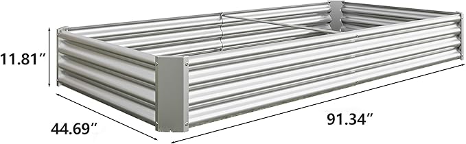 Raised Garden Beds Outdoor for Gardening 92 Large Galvanized Rectangular Plastic Raised Planter Garden Box for Fruit Vegetables Herbs Flowers Growing Bed for Lawn Patio Balcony Silver