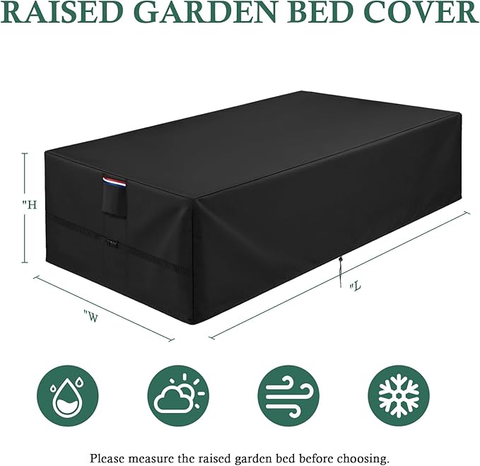Raised Garden Bed Cover (Only-Cover)Outdoor Planter Boxes Covers with Reinforced SealsRectangular Gardening Beds Protecter with Ventilation for PatioBalconyBackyard (420D Black2x6ft)