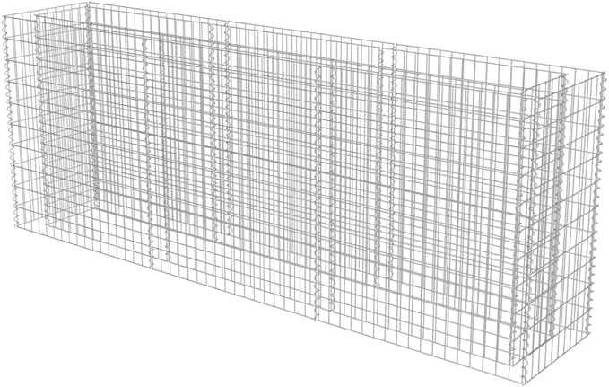 Galvanized Steel Gabion Planter Raised Bed Outdoor Garden Galvanized Steel Wire Mesh Grid Stone Wall Flower Raised Bed for Vegetables Flowers Plants 106.3x19.7x39.4 -AA