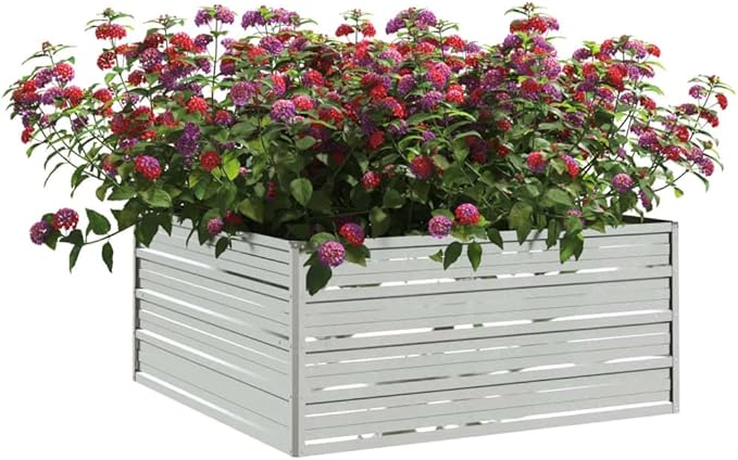 SKM Garden Raised Bed 39.4x39.4x17.7 Galvanized Steel Silver-68851026