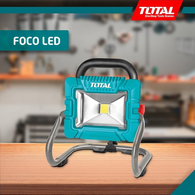 TOTAL - Battery LED Spotlight | 63 x 23 x 3 cm | Blue | 900-1800 Lumens | Rechargeable LED Spotlight for Outdoor Lighting