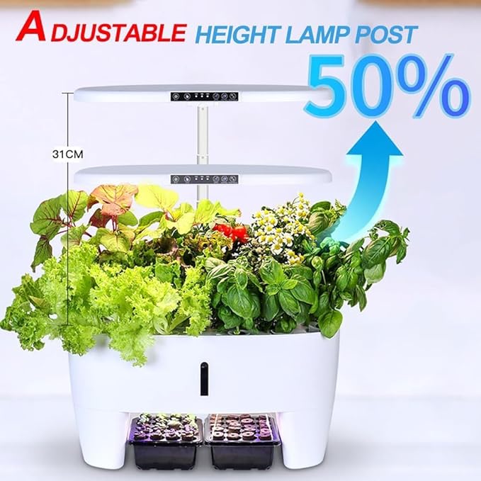 Indoor Herb Garden Planter Kit16 Pods Hydroponics Growing System with LED Grow LightHerb Garden Germination Kit with Intelligent Water Pump&amp7L Water Tank