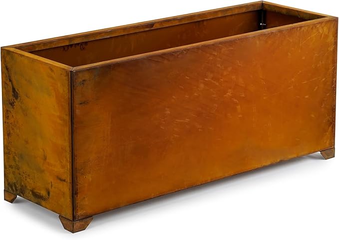 Stanbroil Corten Steel Planter Box for Outdoor Patio - 36 X12 X16 Inch Large Rectangular Metal Planter Box with Natural Rusty and Drainage Holes for Raising Flower Plants