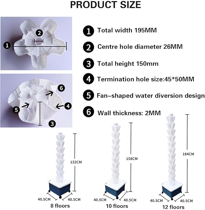 40/50/60 hole aquaponics growing systemHydroponics Tower SetAutomated Aeroponic TowerSoilless Cultivation Growing SystemIndoor Smart GardenWhite-10floors