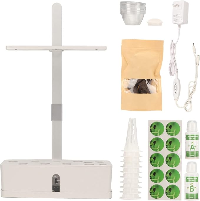 Jonlaki Hydroponics Growing System with 2.5L &amp Dimmable Light - Indoor Garden for Seasons US Plug (US Plug)