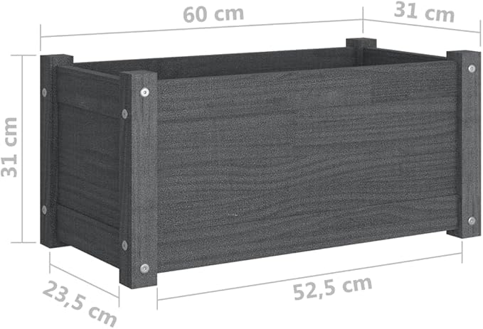 Garden Planter Raised Garden Bed Planter Boxes Outdoor Suitable for Backyard Flowers Restaurants Patios Gray 23.6x12.2x12.2 Solid Wood Pine