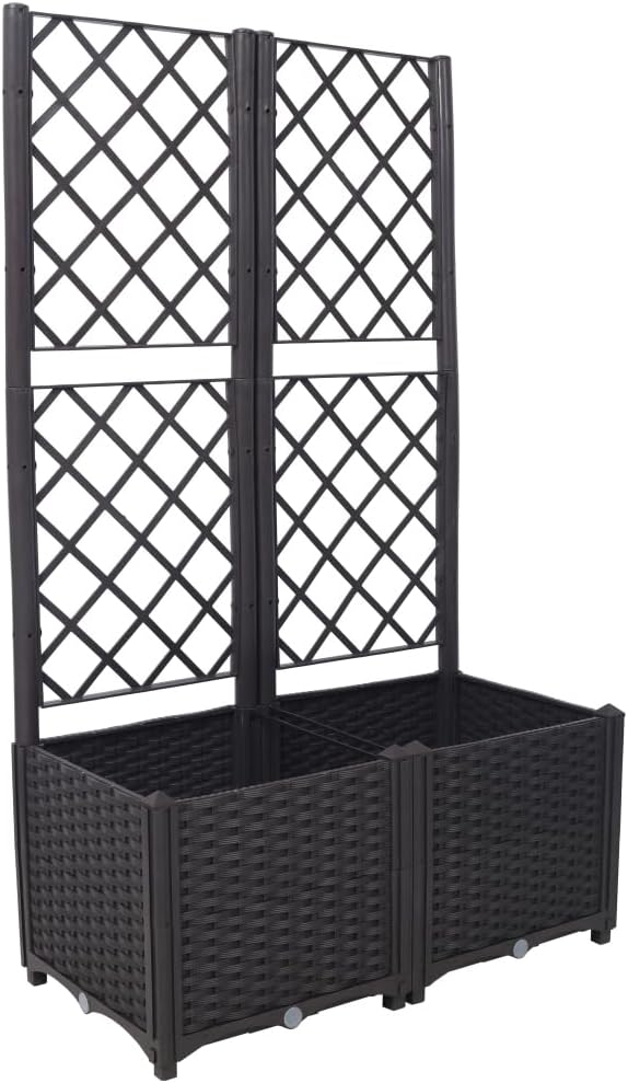 Premium Wooden Raised Garden Bed with Built-in Legs and Self-Watering System for Growing Vegetables Herbs and Flowers Outdoors (Brown + Polypropylene-1)