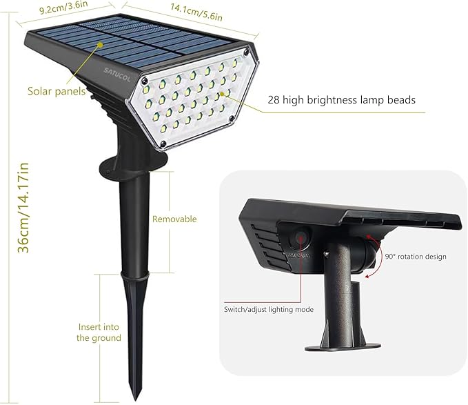 10pack Solar Spot Lights OutdoorAuto On/Off Solar Lights Outdoor Waterproof IP652-in-1 Solar Powered Outdoor Landscape LightingSolar Lights for Outside Yard Garden Pathway (Warm White)