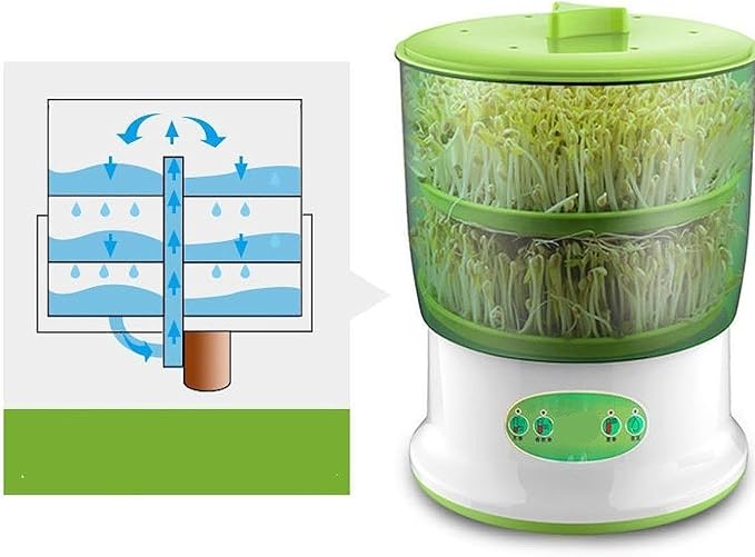 Bean Sprouts Machine360Degree Sprayer Temperature and Humidity Control Seed Sprouter Sprouts Maker for Soybean DIY Planting 3 Layers