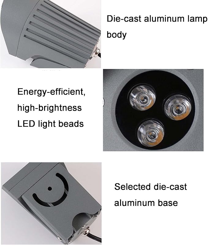 3pcs Led Spot Lights - Outdoor Adjustable Wall Wash Light IP67 LED Waterproof Narrow Beam Spotlight Garden Flood Light with Long Throw(Green)