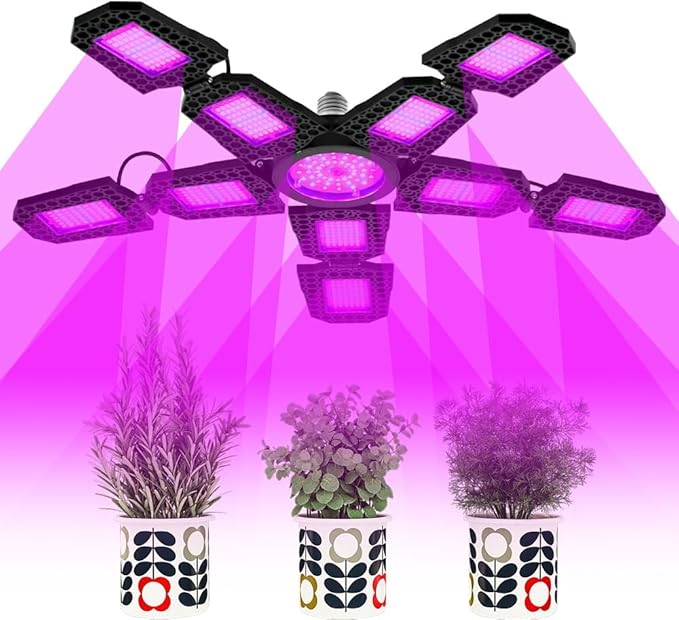 400W Red Blue LED Planting Grow Light E27/E26 Base 528 LEDs and 10 Flexible Foldable Panels Red Blue Enhanced Lighting Boost Photosynthesis Supplemental Lamps Suitable for Indoor Cultivation