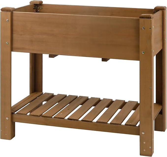 PetsCosset Raised Garden Bed Wooden Elevated Planter Box with Legs (33.46 X 17.9 X 29.72 in)