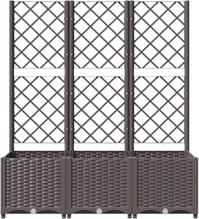 Garden Planter with Trellis Brown 47.2x15.7x53.5 Raised Planter Box Outdoor Flower Box for Patio Garden Vegetable Raised Garden Bed with Climbing Support for Outdoor Plants