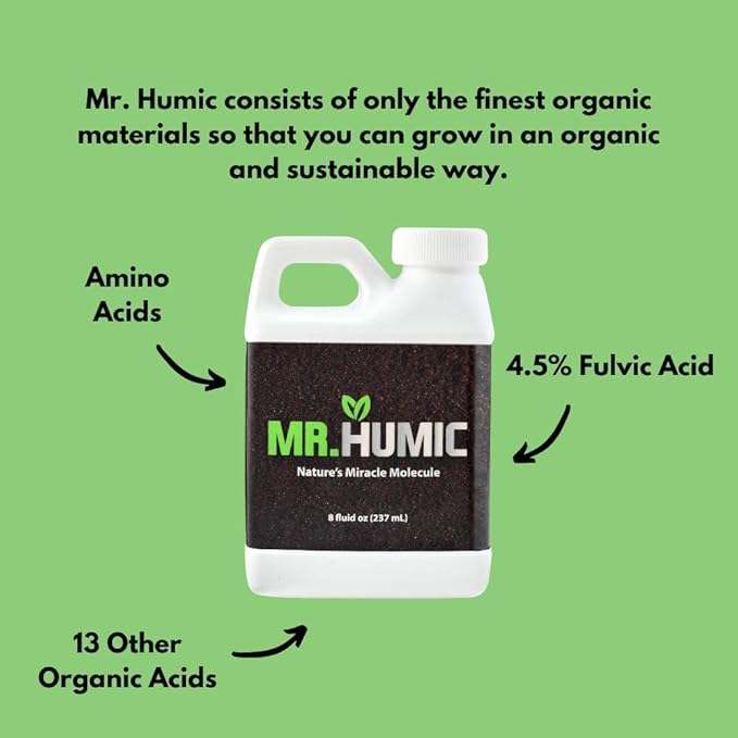 Organic Humic Acid Plant Amendment Natural Humic Soil and Hydroponic Nutrient Enhancer - Lawn and Garden Growth Plant Health (8 oz)