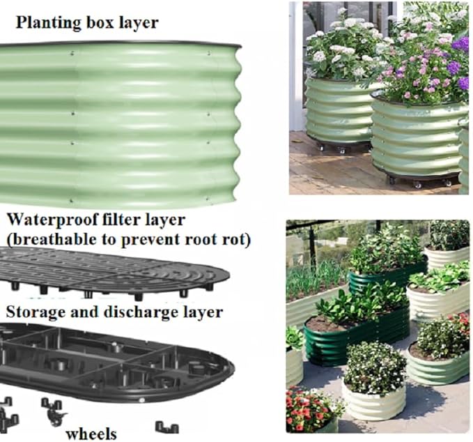 CNCEST Metal Planter Box with Wheels Raised Garden Bed Kit with Safety Edging Planting Bed for Gardening Vegetables FlowerMobile Metal Planting Box with Wheel23.6 x 23.6 x 11.8