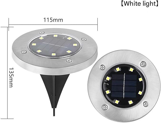 Solar Underground Outdoor LightsEmbedded Courtyard Lawn Lights Tempered GlassLED Landscape Lighting IP65 Waterproof Solar Panel(White)
