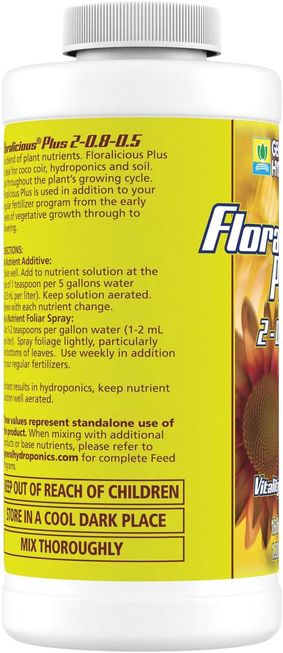 General Hydroponics Floralicious Plus Vitality Plant Food 2-0.8-0.5 16.oz.